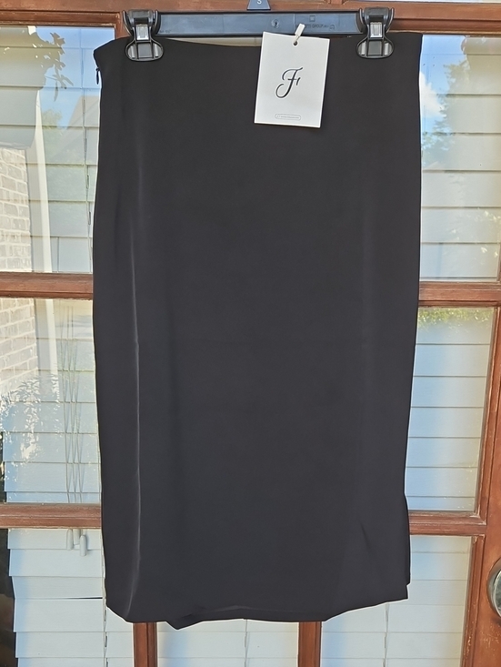 Fehaute Dresses & Skirts - Fehaute Classic Black Silky Midi Pencil Skirt with Slit Size 6